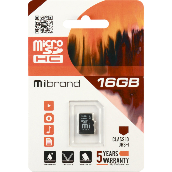 Карта памяти MIBRAND microSDHC 16GB UHS-I Class 10 (MICDHU1/16GB)