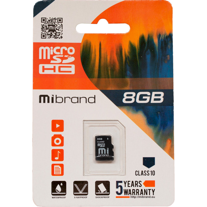 Карта пам'яті MIBRAND microSDHC 8GB UHS-I Class 10 (MICDHC10/8GB)
