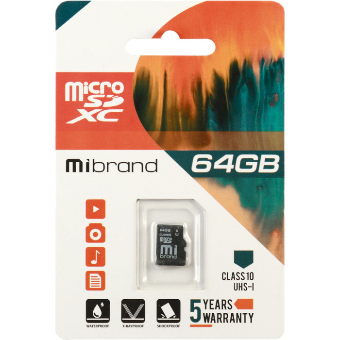 Карта пам'яті MIBRAND microSDXC 64GB UHS-I Class 10 (MICDXU1/64GB)