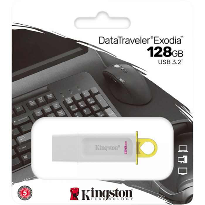 Флешка KINGSTON DataTraveler Exodia USB3.2 128GB White/Yellow (KC-U2G128-5R)