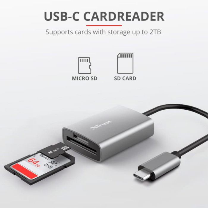 Кардрідер TRUST Aluminium USB-C Card Reader