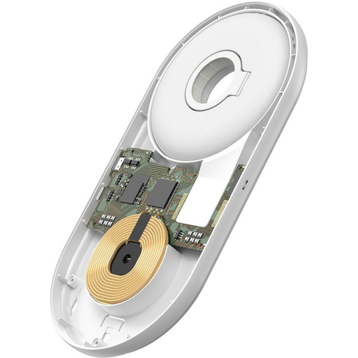 Беспроводное зарядное устройство BASEUS Planet 2-in-1 Cable Winder + Wireless Charger White (WXPL-B02)