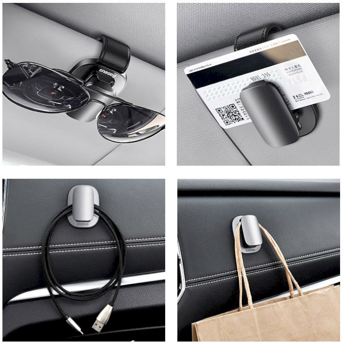Автомобільний тримач для окулярів BASEUS Platinum Vehicle Eyewear Clip Black (ACYJN-B01)