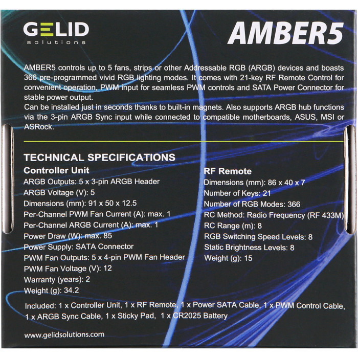 Контролер підсвічування GELID SOLUTIONS AMBER5 ARGB Controller (RF-RGB-01)