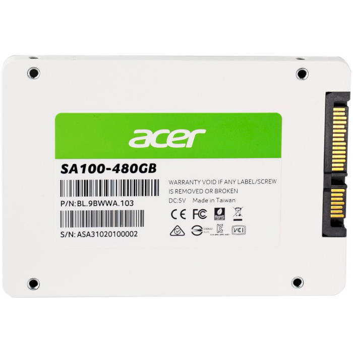 SSD диск ACER SA100 480GB 2.5" SATA (BL.9BWWA.103)