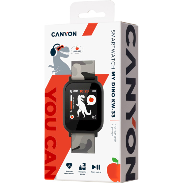 Детские смарт-часы CANYON KW-33 My Dino Black Camo (CNE-KW33BB)