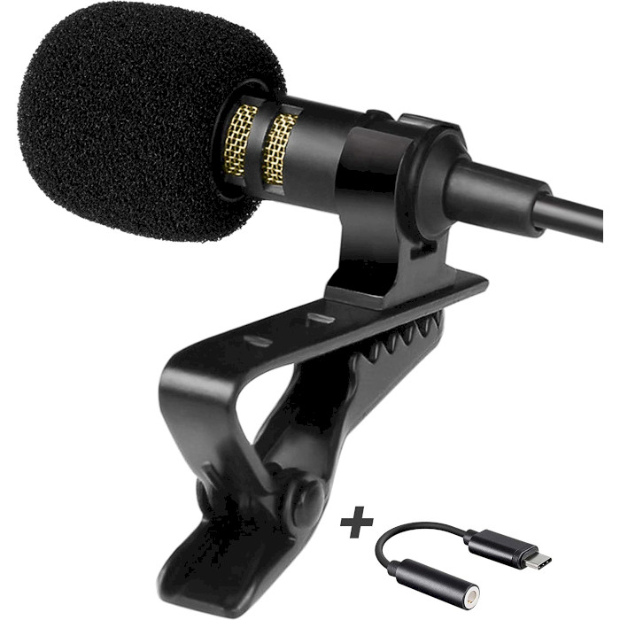 Мікрофон-петличка POWERDEWISE Lavalier Lapel Microphone with Type-C adapter (PDWCA)