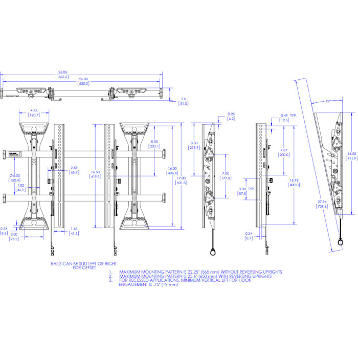 Крепление настенное для ТВ CHIEF Medium Fusion Micro-Adjustable Tilt Wall Mount 32"-65" Black (MTM1U)