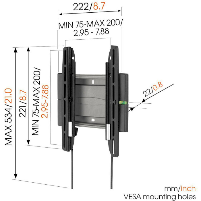 Кріплення настінне для ТВ VOGELS EFW 8105 Fixed TV Wall Mount 19"-40" Black (8381050)