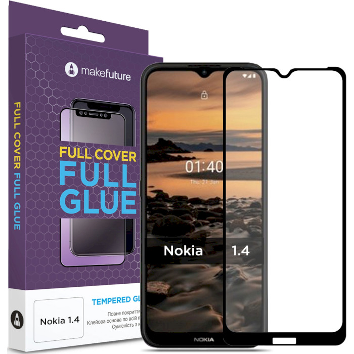 Захисне скло MAKE Full Cover Full Glue для Nokia 1.4 (MGF-N14)