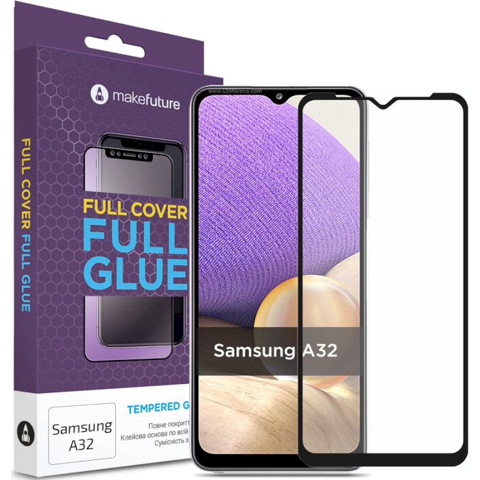 Захисне скло MAKE Full Cover Full Glue для Galaxy A32 (MGF-SA32)