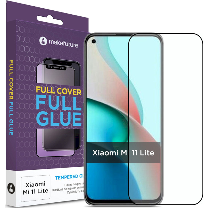 Защитное стекло MAKE Full Cover Full Glue для Xiaomi Mi 11 Lite (MGF-XM11L)