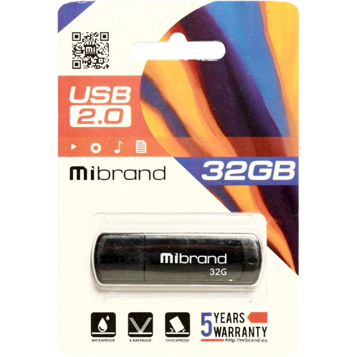 Флэшка MIBRAND Grizzly 32GB USB2.0 Black (MI2.0/GR32P3B)