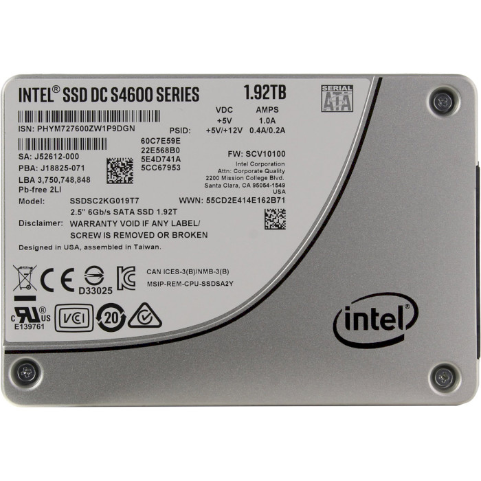 SSD диск INTEL DC S4600 1.9TB 2.5" SATA (SSDSC2KG019T701)