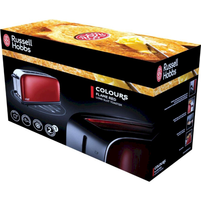 Тостер RUSSELL HOBBS Colours Plus 2 Slice Long Slot Flame Red (21391-56)