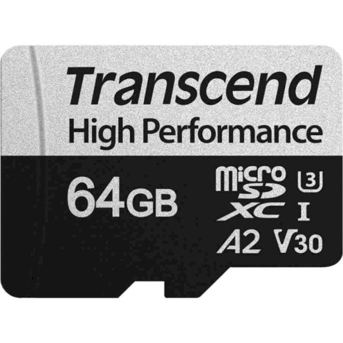 Карта памяти TRANSCEND microSDXC 340S 64GB UHS-I U3 V30 A2 Class 10 + SD-adapter (TS64GUSD340S)