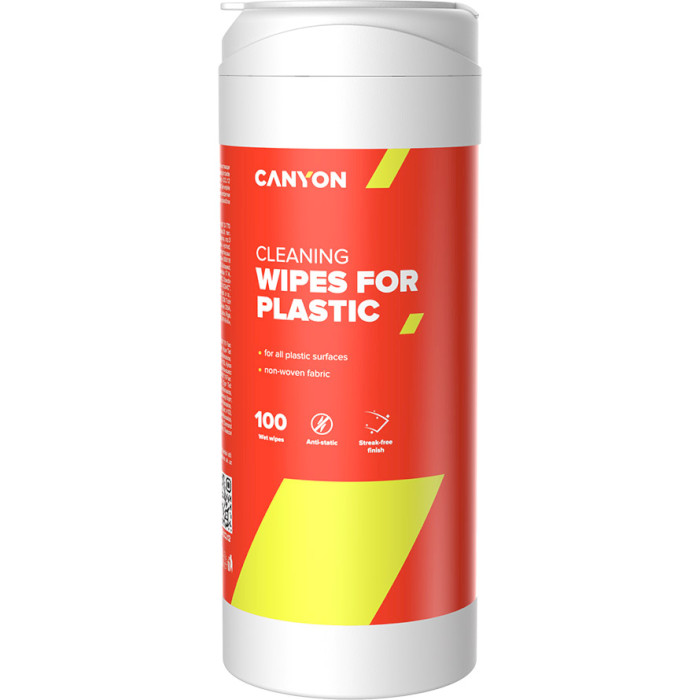 Серветки вологі чистячі CANYON Cleaning Wipes for Plastic 100шт (CNE-CCL12)