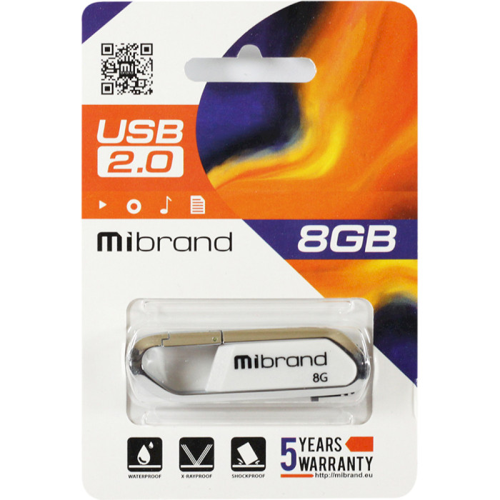 Флешка MIBRAND Aligator 8GB White (MI2.0/AL8U7W)