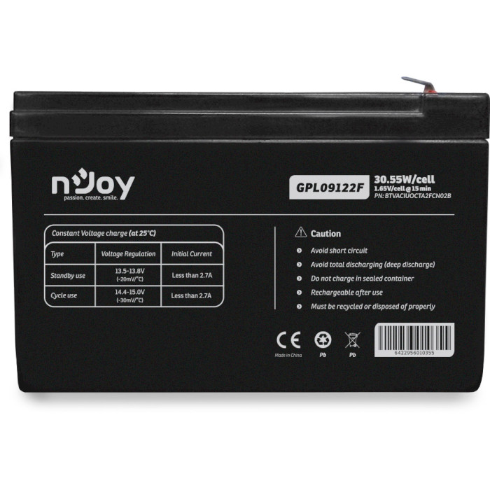Аккумуляторная батарея NJOY GPL09122F (12В, 2.5Ач) (BTVACIUOCTA2FCN02B)
