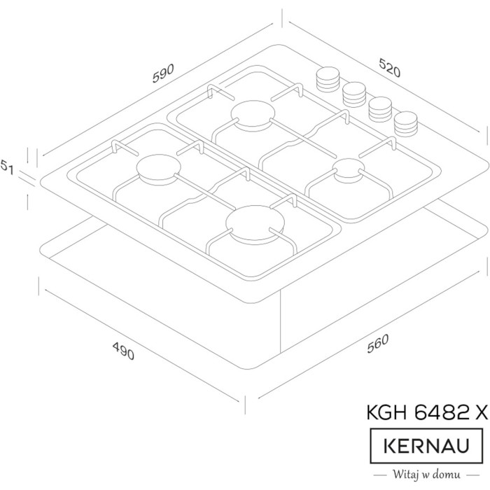 Варильна поверхня газова KERNAU KGH 6482 X