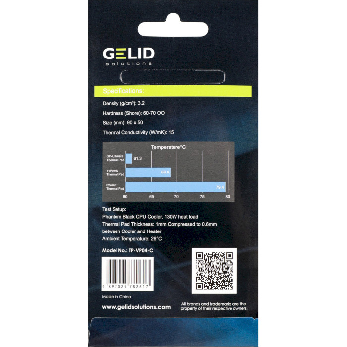 Термопрокладка GELID SOLUTIONS GP-Ultimate Thermal Pad 90x50x1.5mm 2шт (TP-VP04-C)