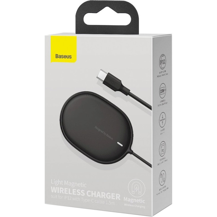 Беспроводное зарядное устройство BASEUS Light Magnetic Wireless Charger Black (WXQJ-01)