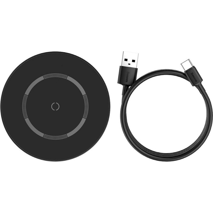 Бездротовий зарядний пристрій BASEUS Simple Magnetic Wireless Charger 15W Black (WXJK-E01)