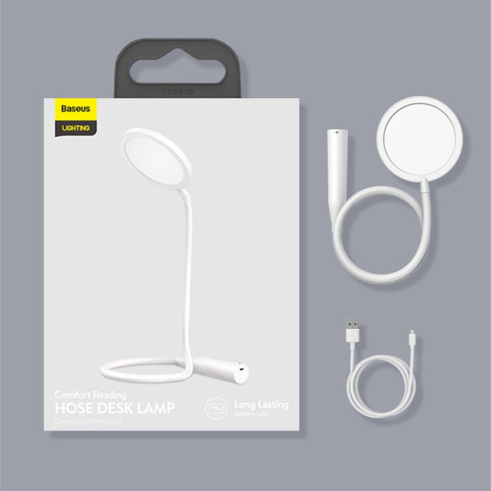 Лампа настільна BASEUS Comfort Reading Charging Uniform Light Hose Desk Lamp White (DGYR-02)