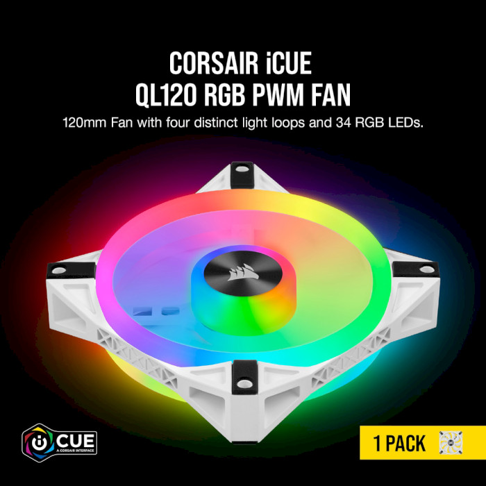 Вентилятор CORSAIR iCUE QL120 RGB White (CO-9050103-WW)