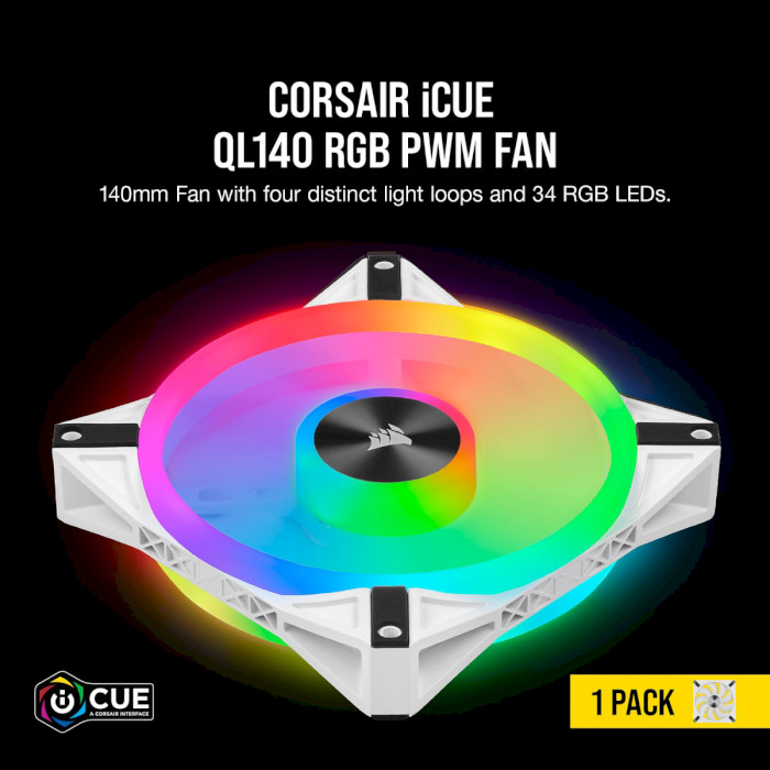 Вентилятор CORSAIR iCUE QL140 RGB White (CO-9050105-WW)