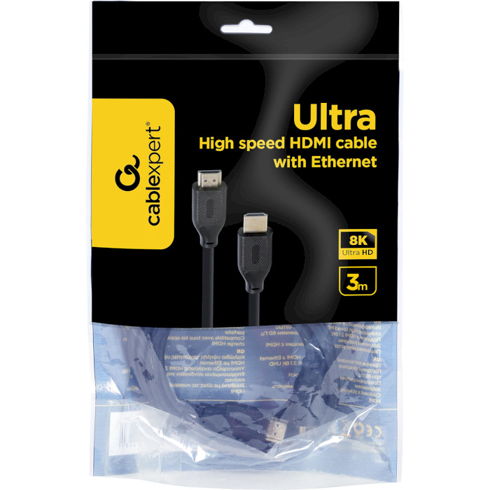 Кабель CABLEXPERT Ultra HD 8K 60Hz w/Ethernet HDMI v2.1 3м Black (CC-HDMI8K-3M)