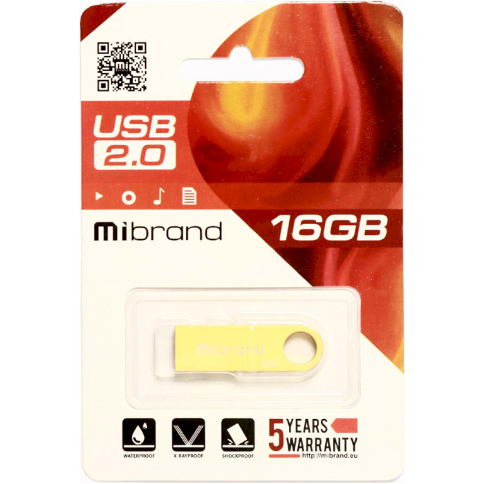 Флэшка MIBRAND Puma 16GB USB2.0 Gold (MI2.0/PU16U1G)