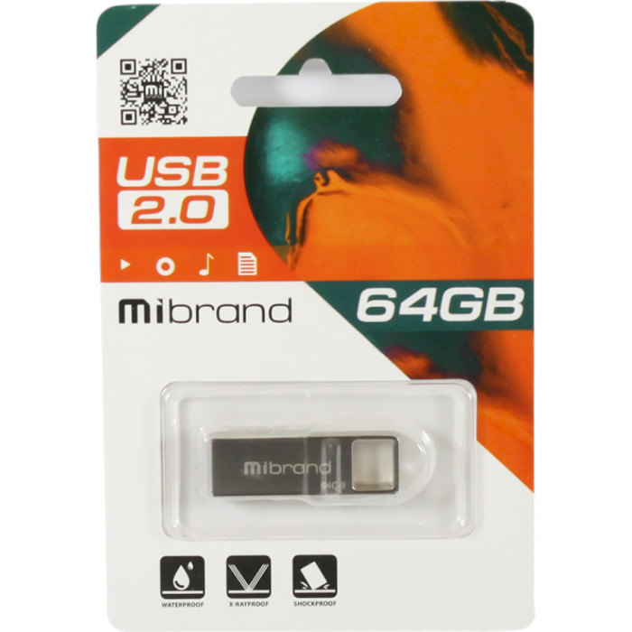Флэшка MIBRAND Shark 64GB USB2.0 Silver (MI2.0/SH64U4S)