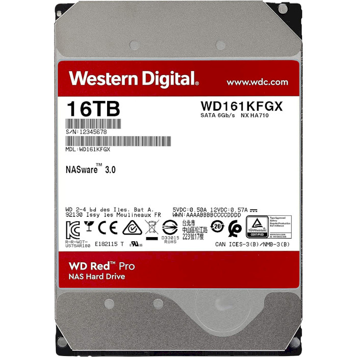 Жорсткий диск 3.5" WD Red Pro 16TB SATA/512MB (WD161KFGX)