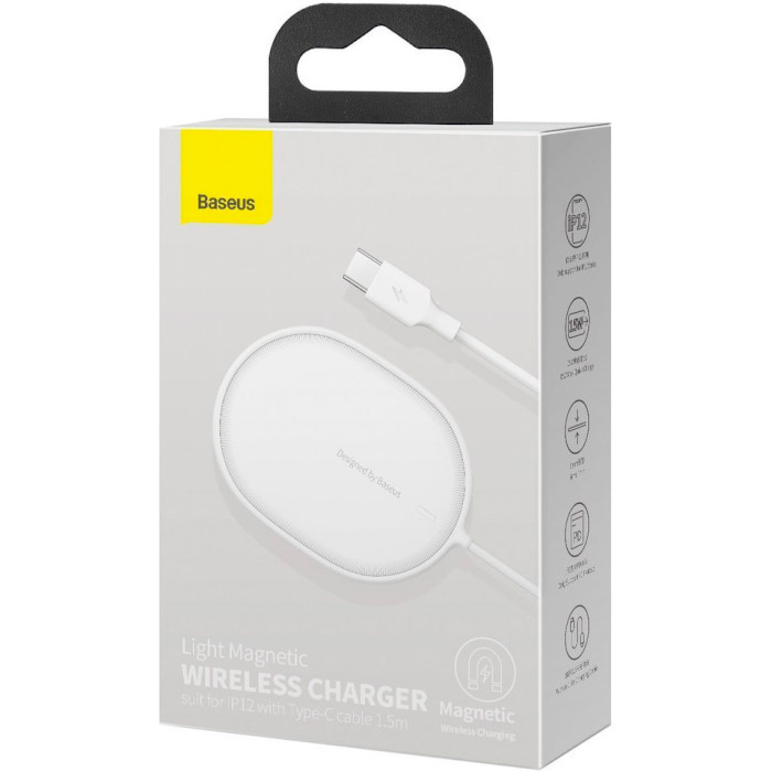 Беспроводное зарядное устройство BASEUS Light Magnetic Wireless Charger White (WXQJ-02)