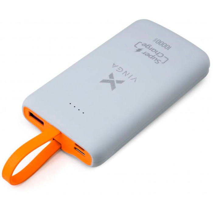 Повербанк VINGA 10000 SuperQC Soft Touch w/cable 22.5W 10000mAh Dark Gray (VPB1SQSCDG)
