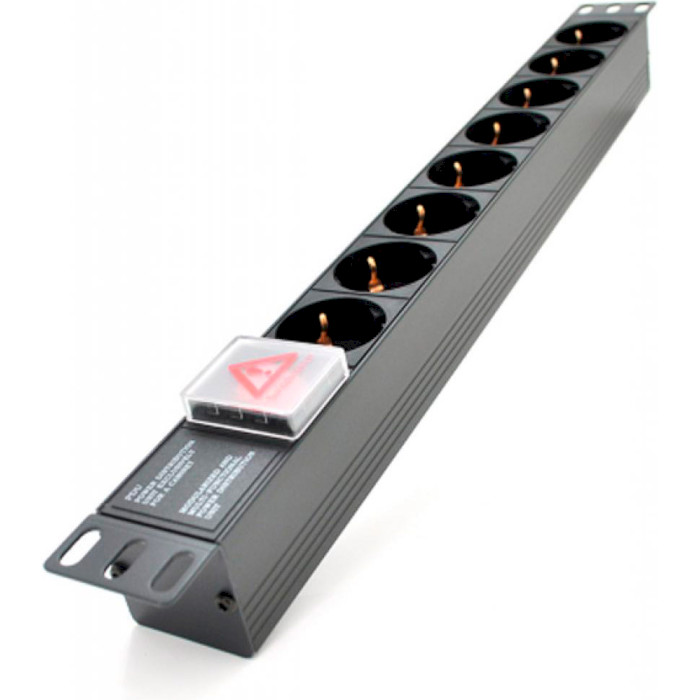 Блок розеток PIPO 19", 1U, 8xSchuko, 16А, з вимикачем, без кабелю (PP8PDUGRC14)
