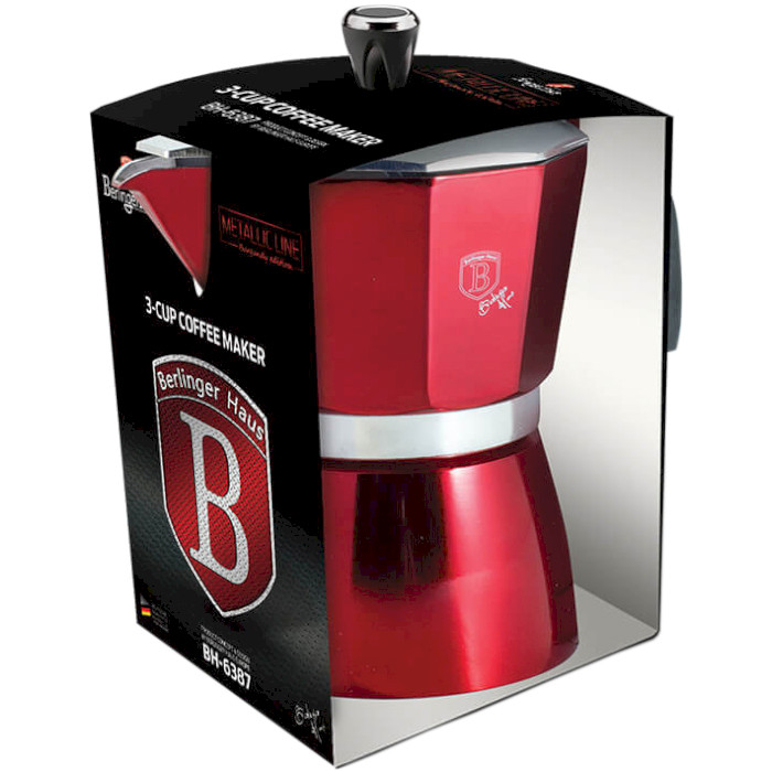 Кофеварка гейзерная BERLINGER HAUS Metallic Line Burgundy Edition 150мл (BH-6387)
