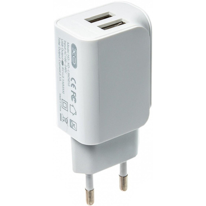 Зарядний пристрій XO L35D 2xUSB-A, 2.1A White w/Micro-USB cable (00000011376)