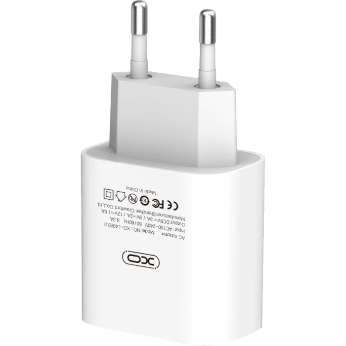 Зарядний пристрій XO L40 1xUSB-C, PD3.0, 18W White (L40-WH)