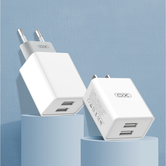 Зарядний пристрій XO L65 2xUSB-A, 2.4A White w/Type-C cable (L65-C-WH)