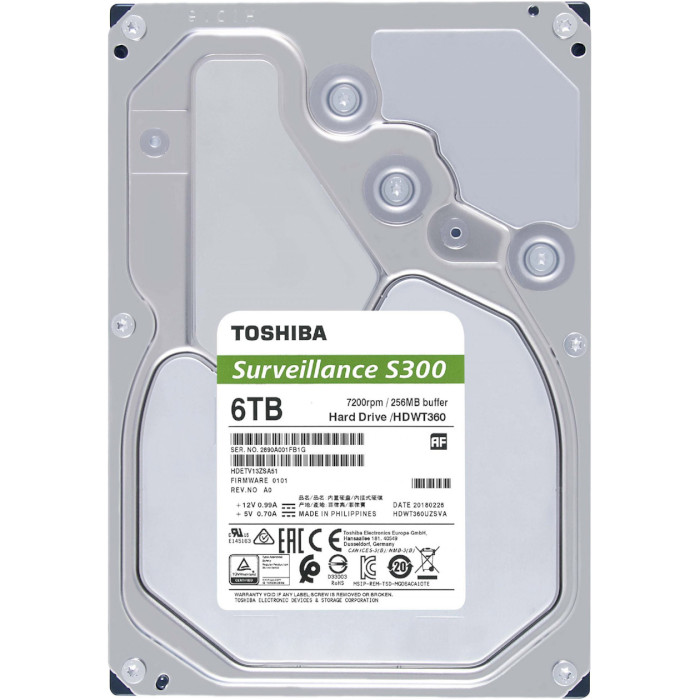 Жорсткий диск 3.5" TOSHIBA Surveillance S300 6TB SATA/256MB (HDWT860UZSVA)