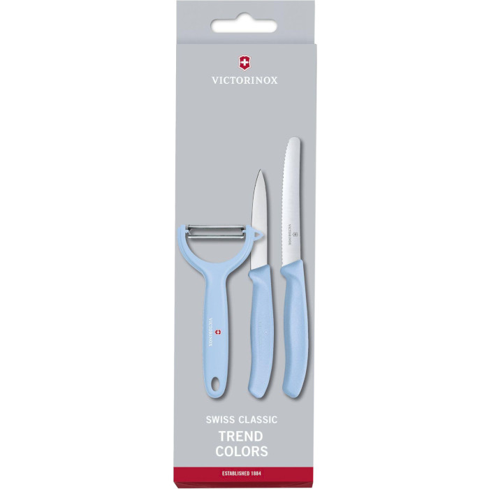 Набор кухонных ножей VICTORINOX SwissClassic Paring Knife Set with Tomato&Kiwi Peeler Light Blue 3пр (6.7116.33L22)