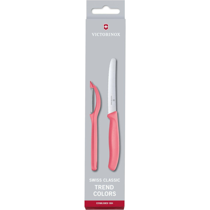 Набор кухонных ножей VICTORINOX SwissClassic Trend Colors Tomato Knife&Universal Peeler Set Light Red 2пр (6.7116.21L12)