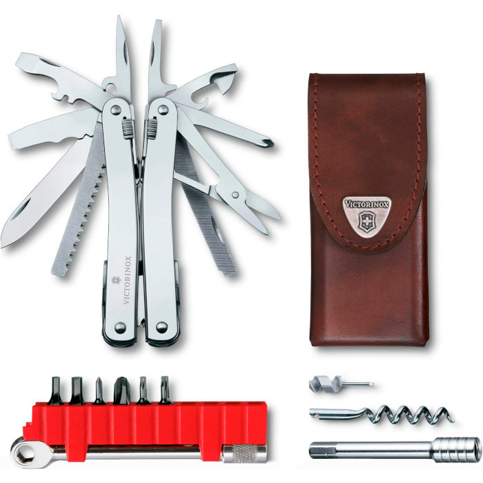 Швейцарский нож VICTORINOX Swiss Tool Spirit X Plus Ratchet Leather Sheath (3.0236.L)