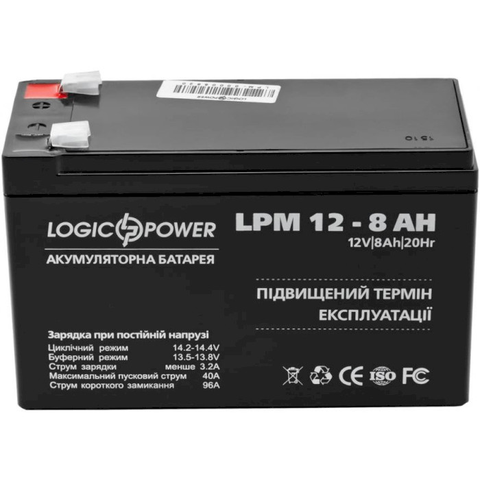 Акумуляторна батарея LOGICPOWER LPM 12 - 8 AH (12В, 8Агод) (LP3865)