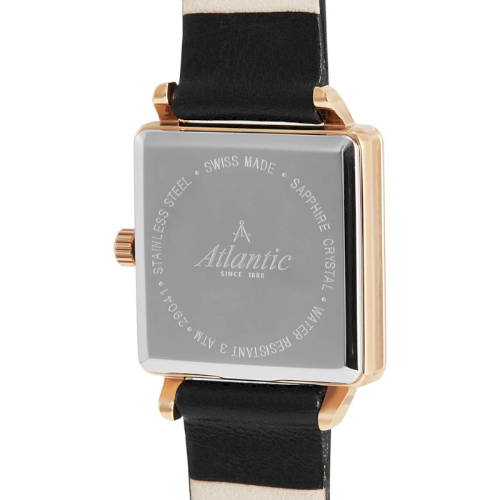 Годинник ATLANTIC Elegance Square Rose Gold PVD Black (29041.44.61L)