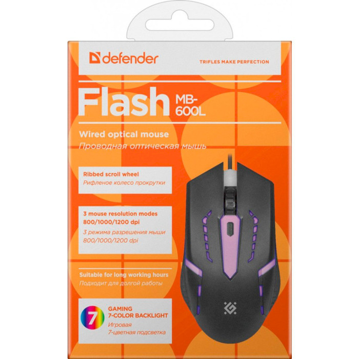 Мышь игровая DEFENDER Flash MB-600L (52600)