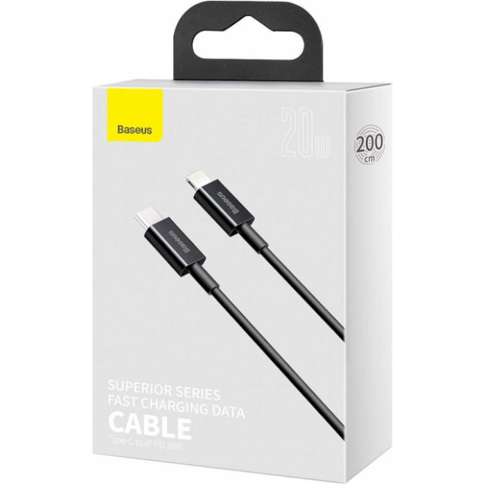 Кабель BASEUS Superior Series Fast Charging Data Cable Type-C to iP PD 20W 2м Black (CATLYS-C01)