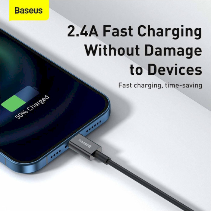 Кабель BASEUS Superior Series Fast Charging Data Cable USB to iP 2.4A 2м Black (CALYS-C01)